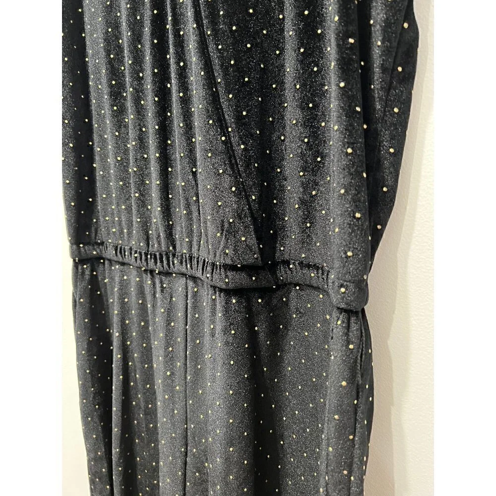 MICHAEL Michael Kors Velvet Jumpsuit Black & Gold polka dots NWT w/Defect
